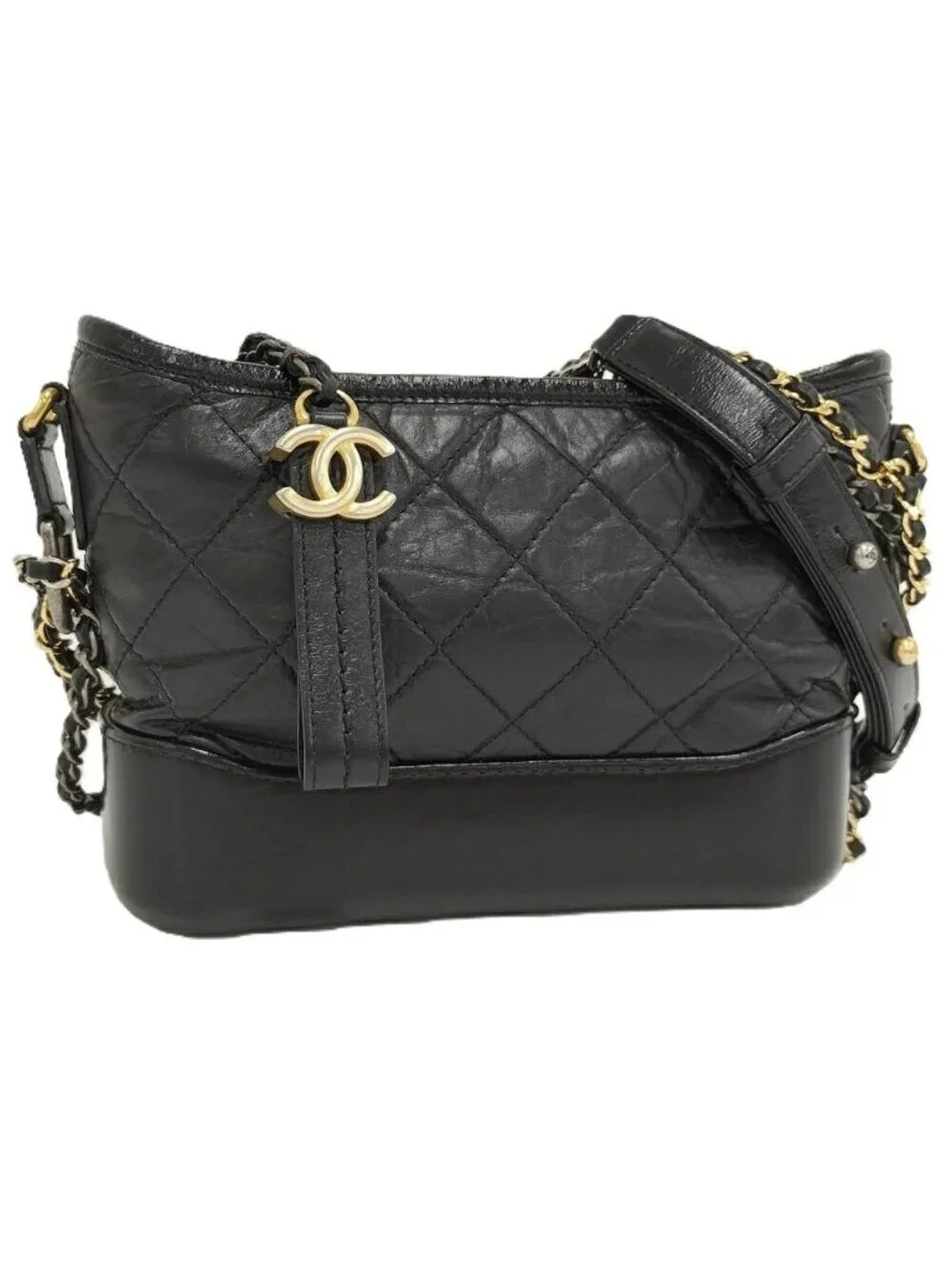 Chanel Gabriel Chain Shoulder Bag Leather Black